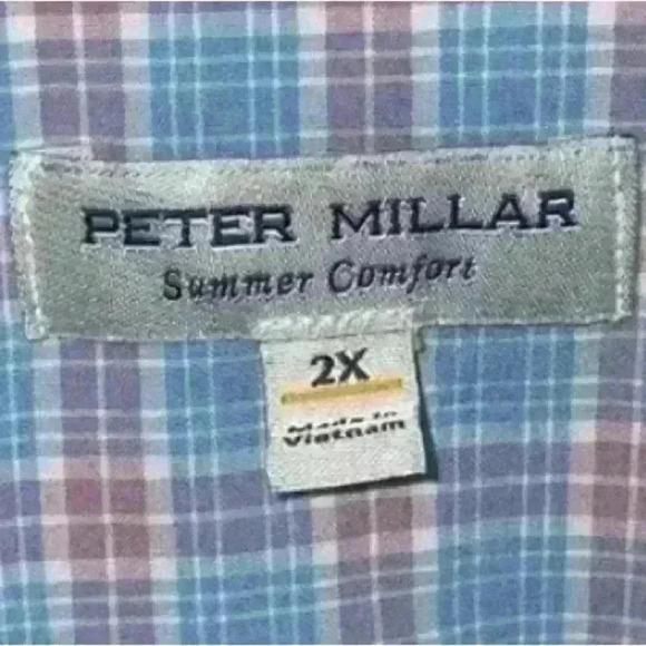 Peter Millar Men’s Plaid Button Down Sport Shirt Classic Fit, 2X - Picture 5 of 5